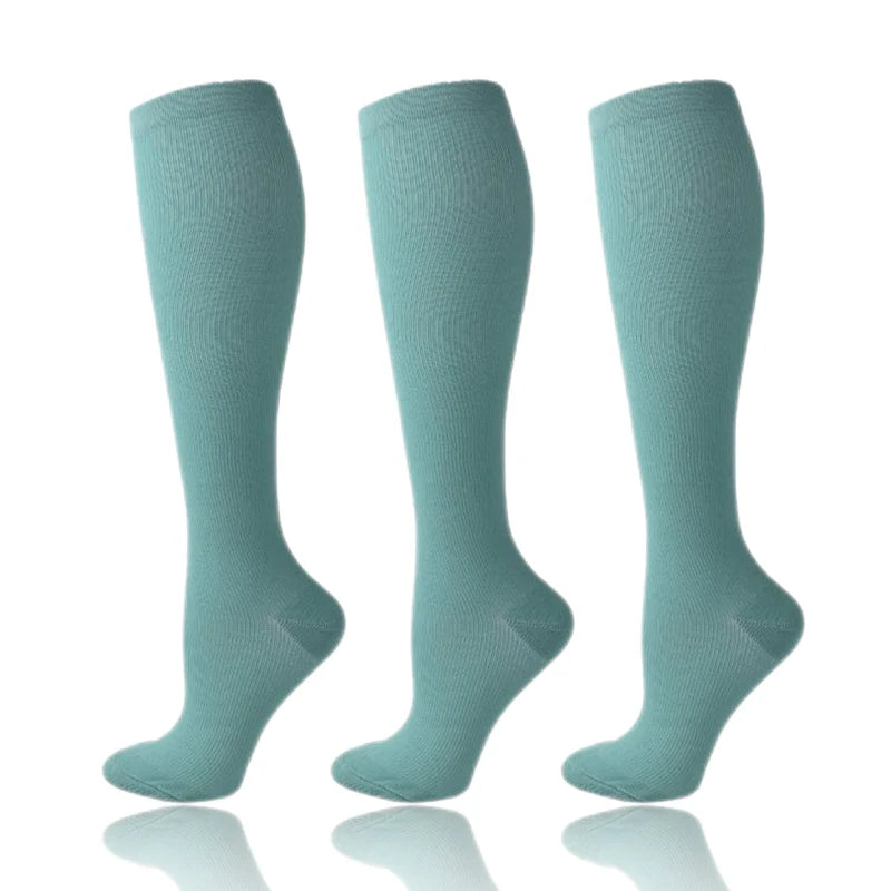 3 Pairs/Pack Compression Socks – 30mmHg Knee-High Support for Men & Women (58 Styles) - Image 26