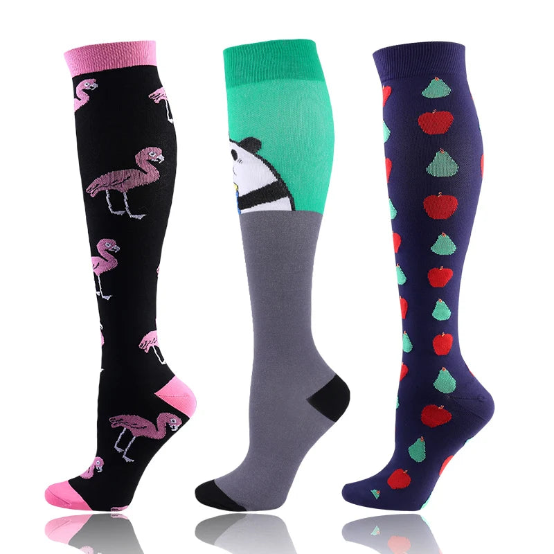 3 Pairs/Pack Compression Socks – 30mmHg Knee-High Support for Men & Women (58 Styles) - Image 27