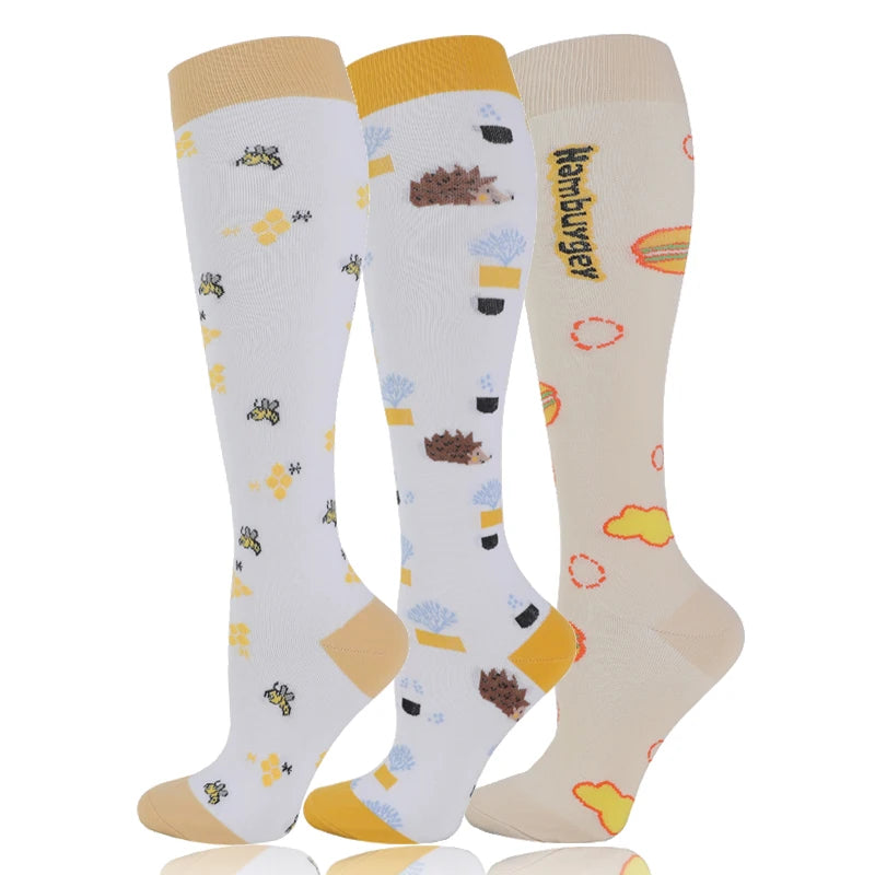 3 Pairs/Pack Compression Socks – 30mmHg Knee-High Support for Men & Women (58 Styles) - Image 25