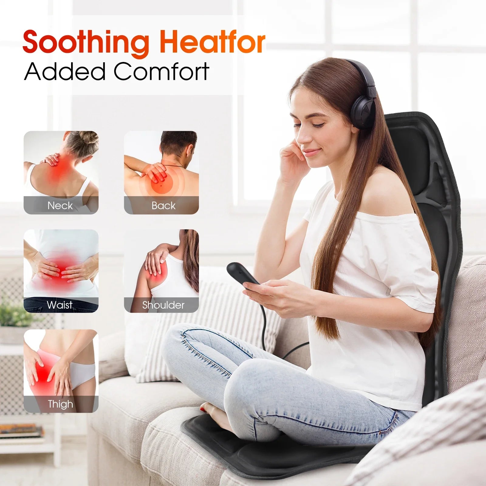 Electric Back Massager Cushion – Infrared Heating Full-Body Massage Chair Pad for Car, Home & Office - Image 3