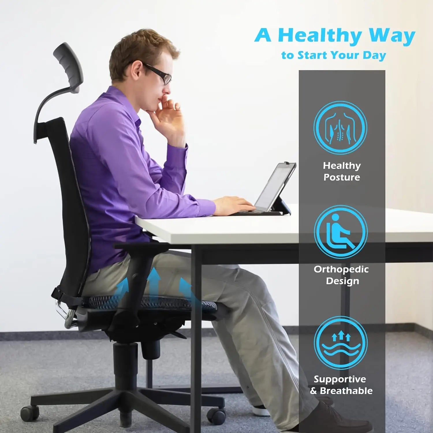 Car Wedge Seat Cushion – Memory Foam Orthopedic Support for Drivers, Office Chairs & Wheelchairs - Image 5