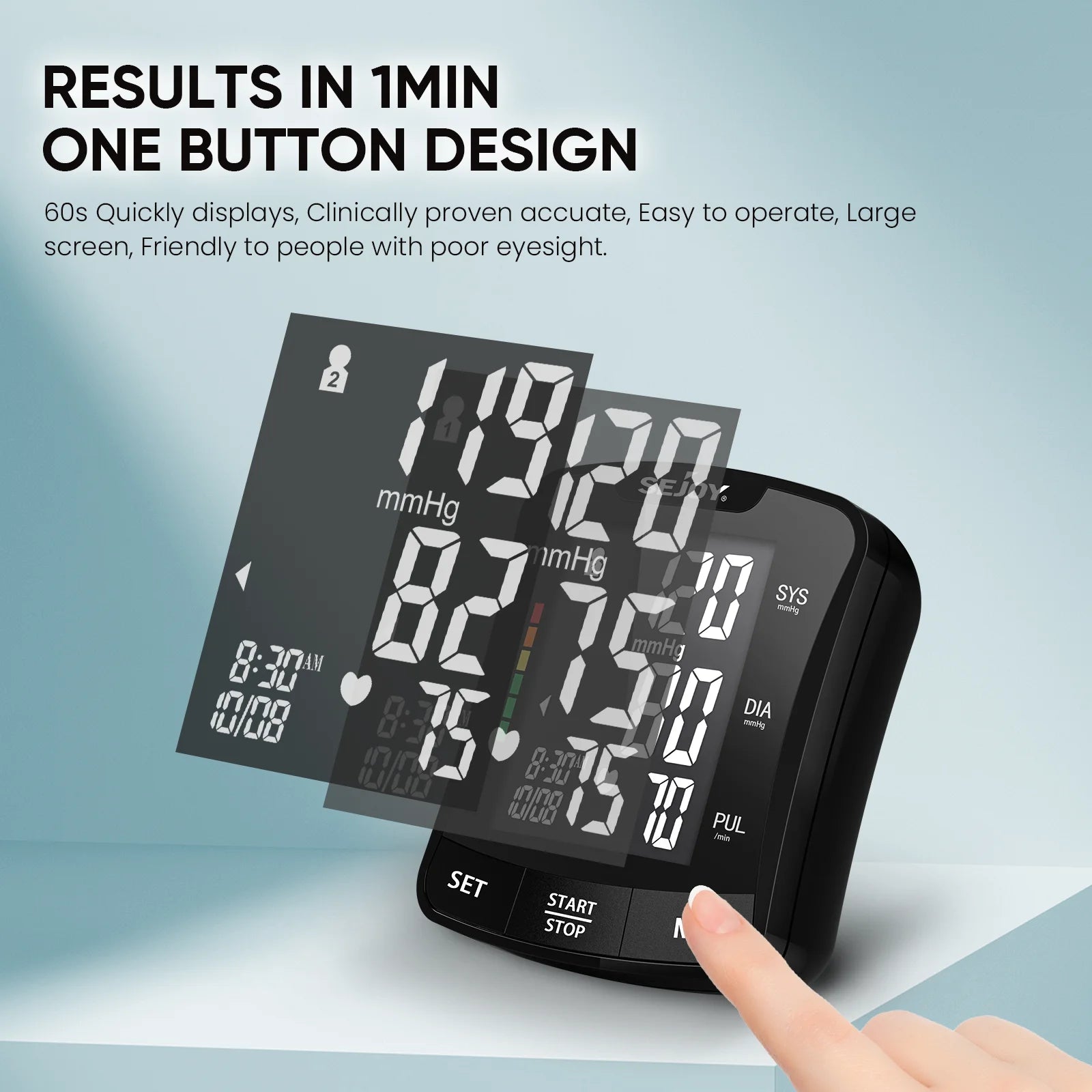 SEJOY Electronic Wrist Blood Pressure Monitor – Automatic Digital Sphygmomanometer - Image 3