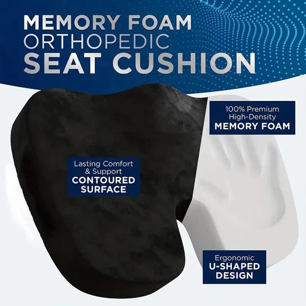 Travel Memory Foam Seat Cushion – U-Shaped Orthopedic Pillow for Hip & Tailbone Support - Image 2
