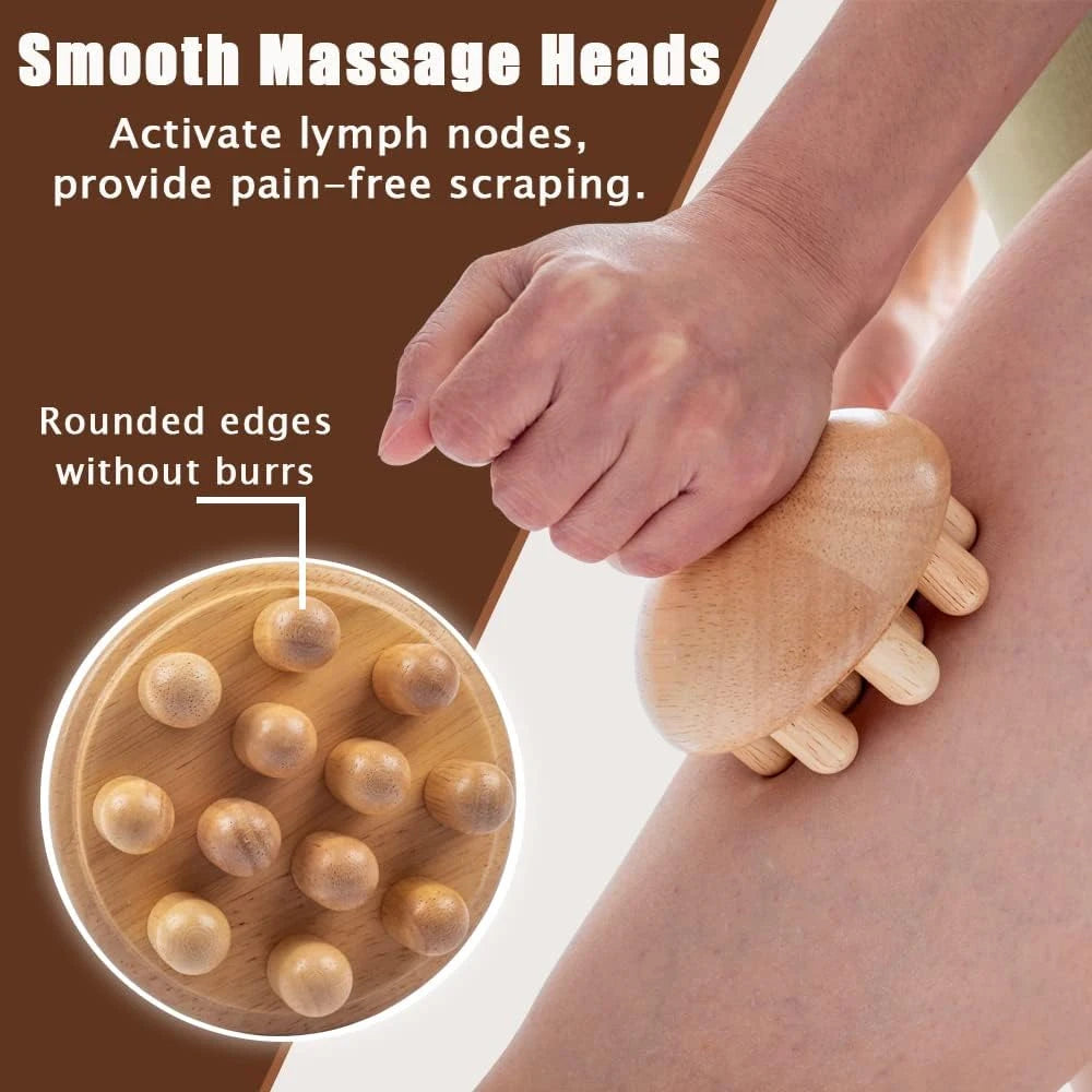 Wooden Mushroom Shape Massage Tool – Manual Wood Therapy for Full Body Anti-Cellulite & Lymphatic Drainage - Image 2