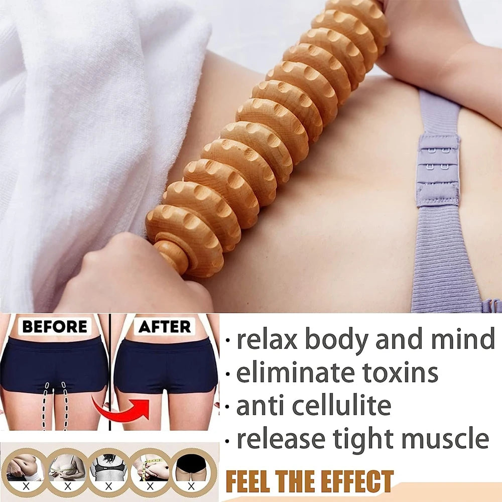 Wood Therapy Roller Massage Tool – 12 Straight-Wheel Lymphatic Drainage & Muscle Massage Stick - Image 4