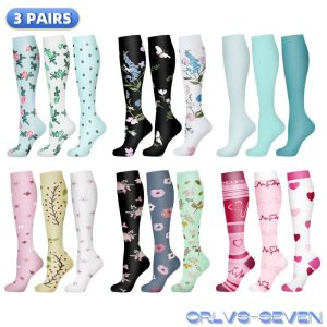 3 Pairs/Pack Compression Socks – 30mmHg Knee-High Support for Men & Women (58 Styles)