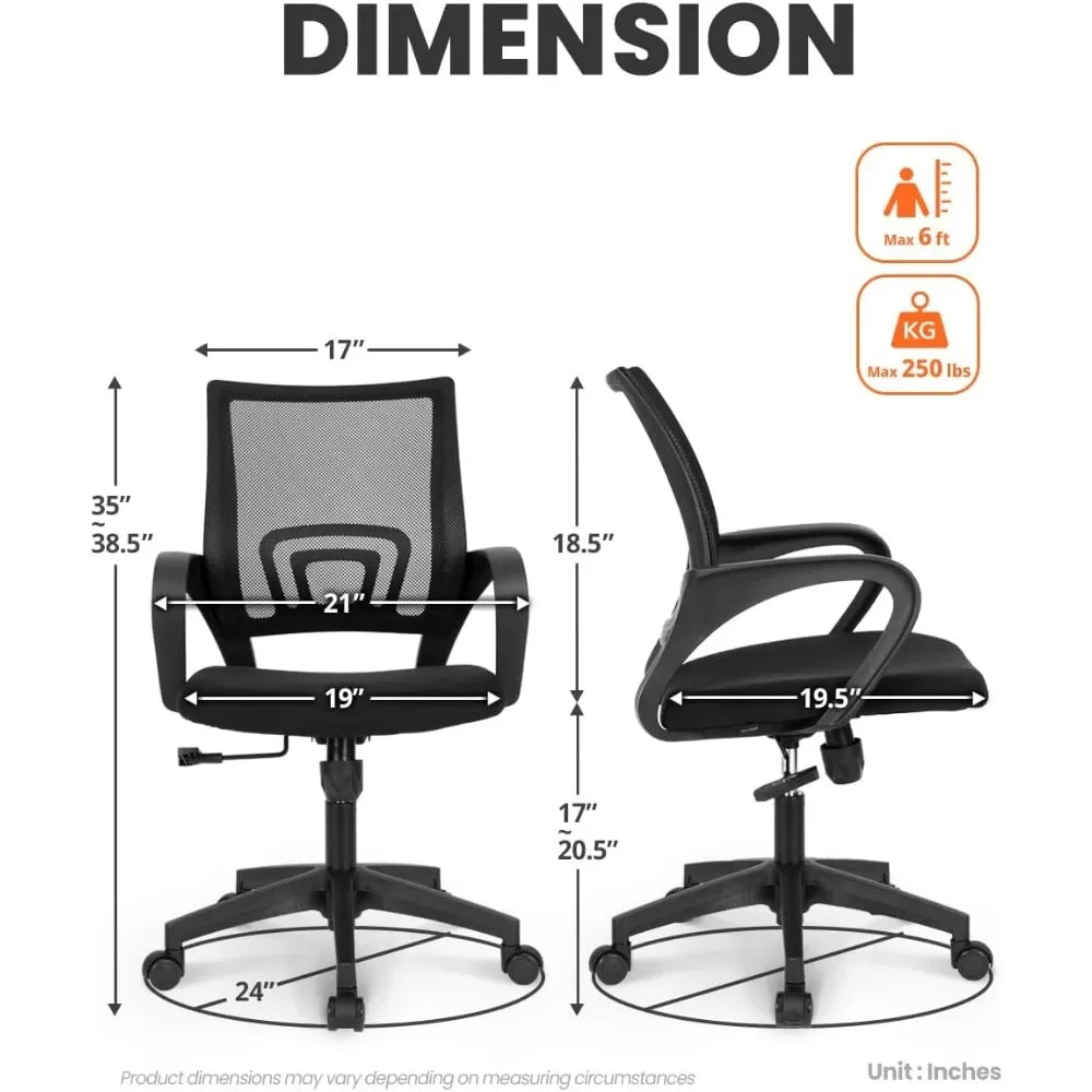 Ergonomic Mid-Back Mesh Office Chair – Adjustable Swivel Desk Chair with Lumbar Support - Image 3