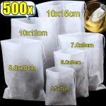 500/50pcs Disposable Tea Filter Bags – Non-Woven Fabric with Drawstring for Tea, Coffee & Spices