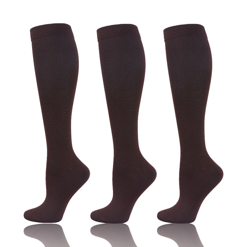 3 Pairs/Pack Compression Socks – 30mmHg Knee-High Support for Men & Women (58 Styles) - Image 44