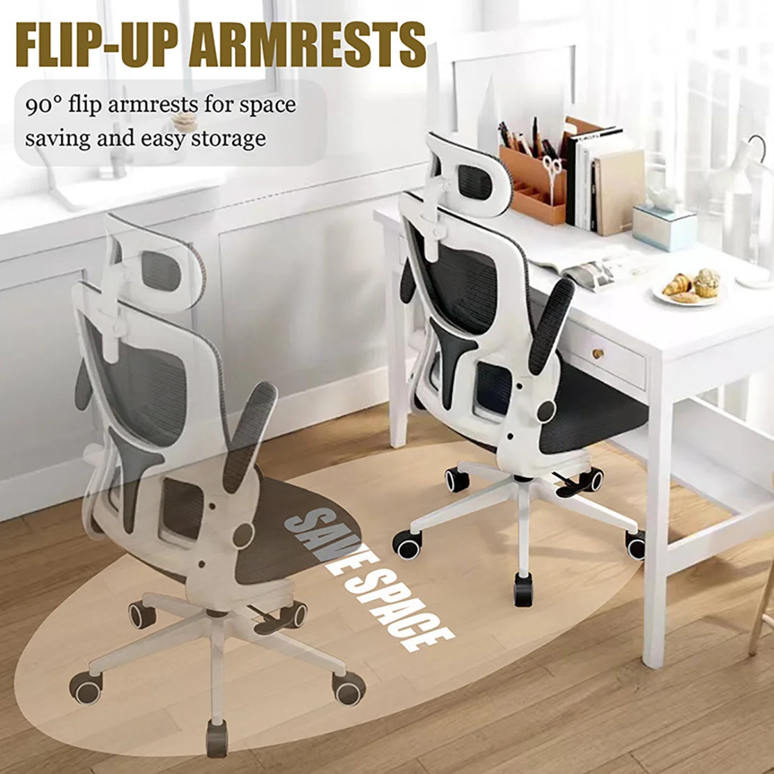 High-Back Mesh Office Chair – Ergonomic Desk Chair with Lumbar Support & Flip-Up Armrests - Image 3