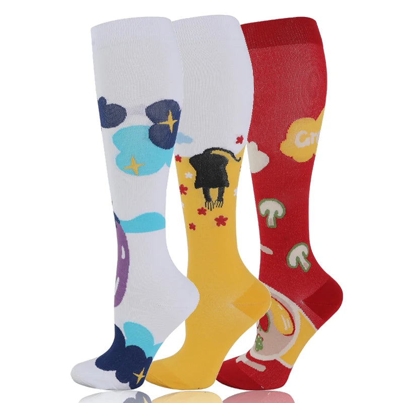 3 Pairs/Pack Compression Socks – 30mmHg Knee-High Support for Men & Women (58 Styles) - Image 23