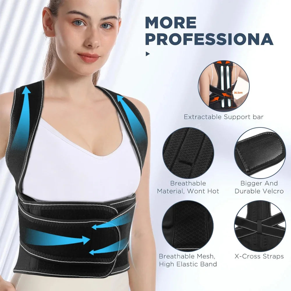 Back Brace Posture Corrector for Women & Men – Adjustable Posture Trainer for Scoliosis & Hunchback Support - Image 4