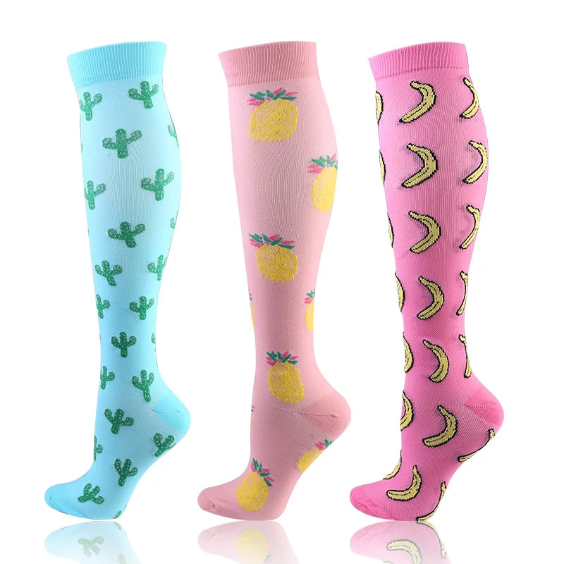 3 Pairs/Pack Compression Socks – 30mmHg Knee-High Support for Men & Women (58 Styles) - Image 49