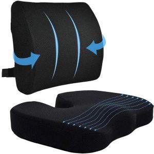Coccyx Cushion Set – Orthopedic Memory Foam Seat & Back Support for Car, Office & Home
